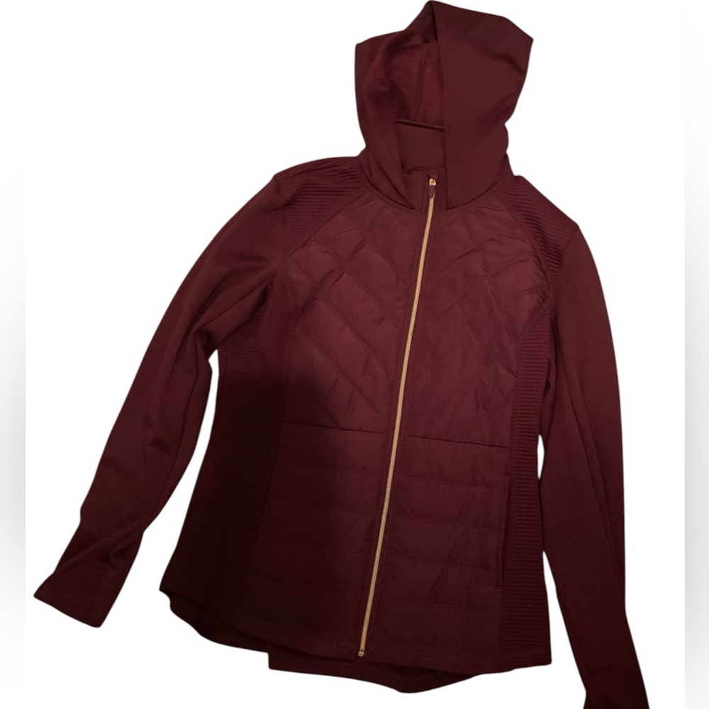 Fila Women's Burgundy Hooded Bomber Jacket